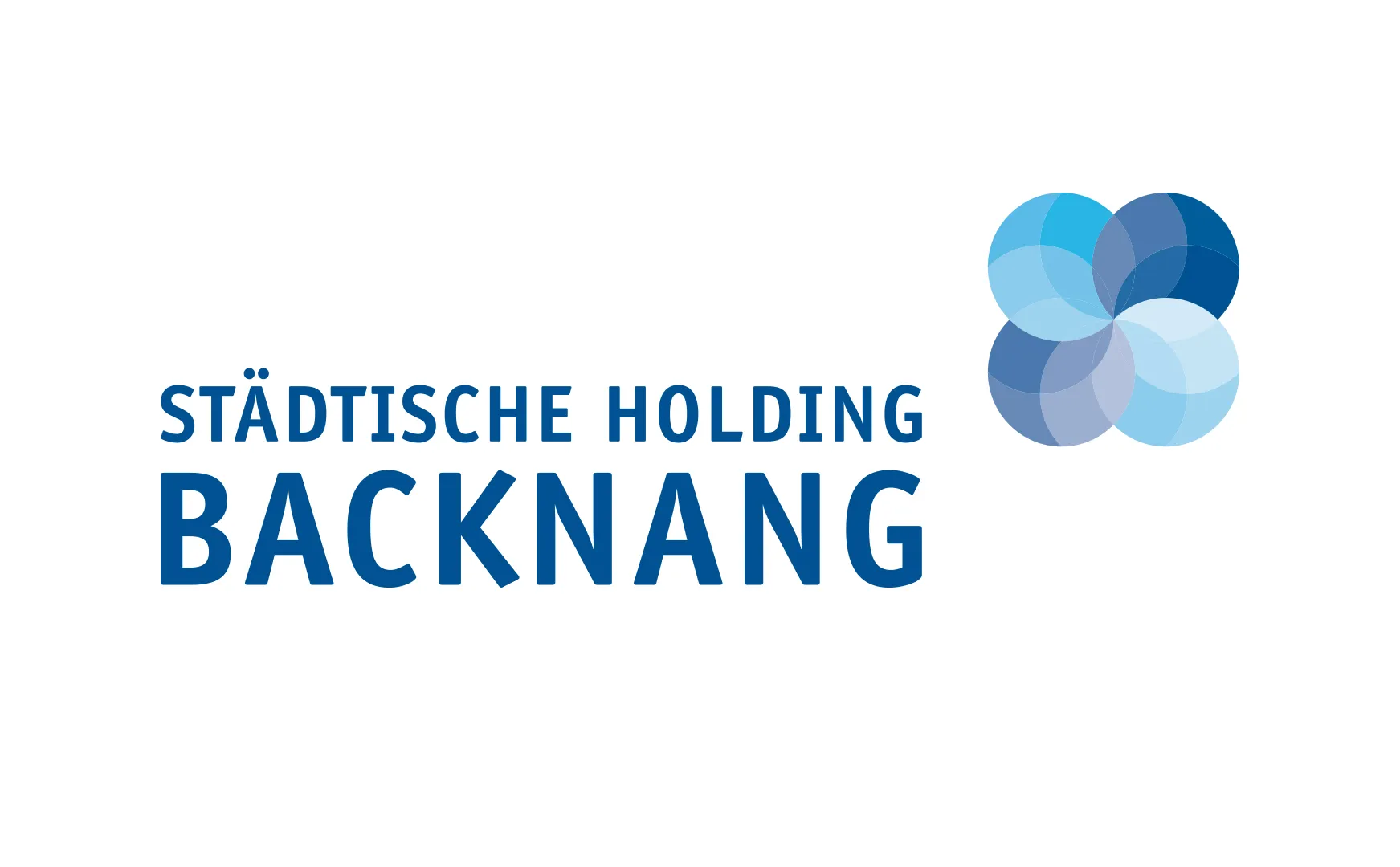 Logo der Städtischen Holding Backnang mit vier überlappenden Kreisen in Blautönen